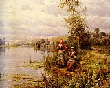 Daniel Ridgway Knight Country Women Fishing on a Summer Afternoon painting